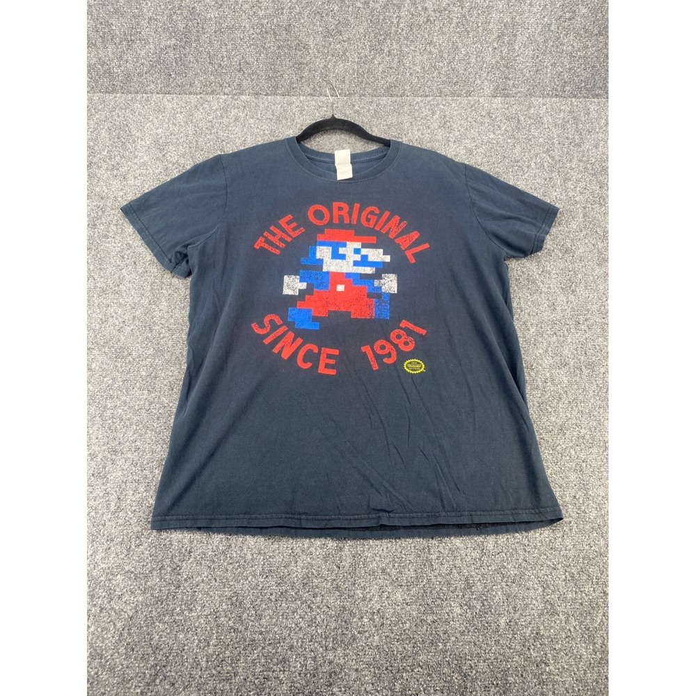 Nintendo Super Mario Bros The Original Since 1981 Graphic T-Shirt Mens XL Navy